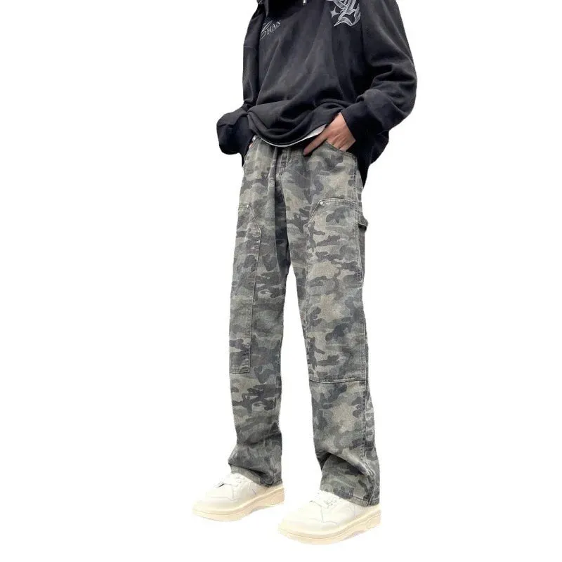 Wiaofellas  -  Hip hop work pants camouflage casual pants straight leg pants men's pants casual pants