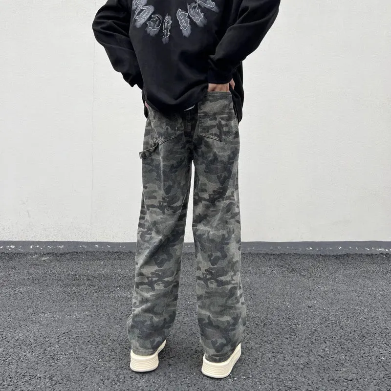 Wiaofellas  -  Hip hop work pants camouflage casual pants straight leg pants men's pants casual pants