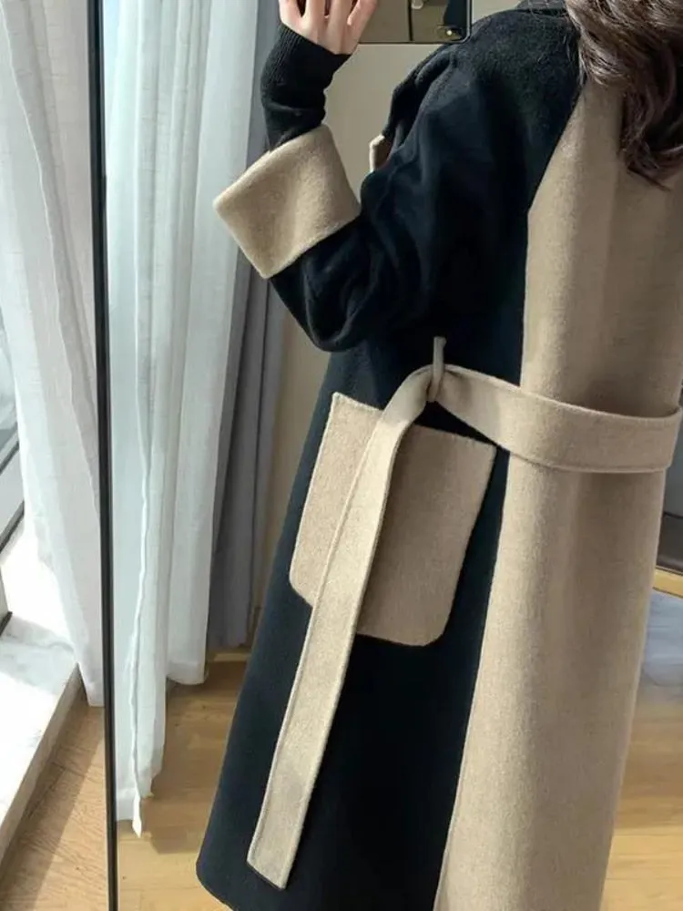 Wjczt Woolen Coat Women's Fashion Versatile Coat Women's 2022 Spring and Autumn New Style Temperament Button Medium Length Trench Coat