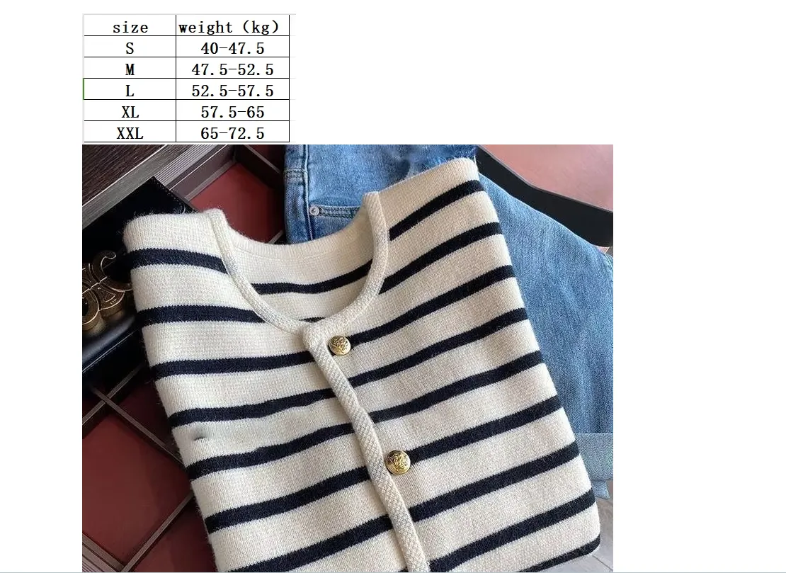 Women Stripe Knitted Cardigans Spring Autumn O-neck