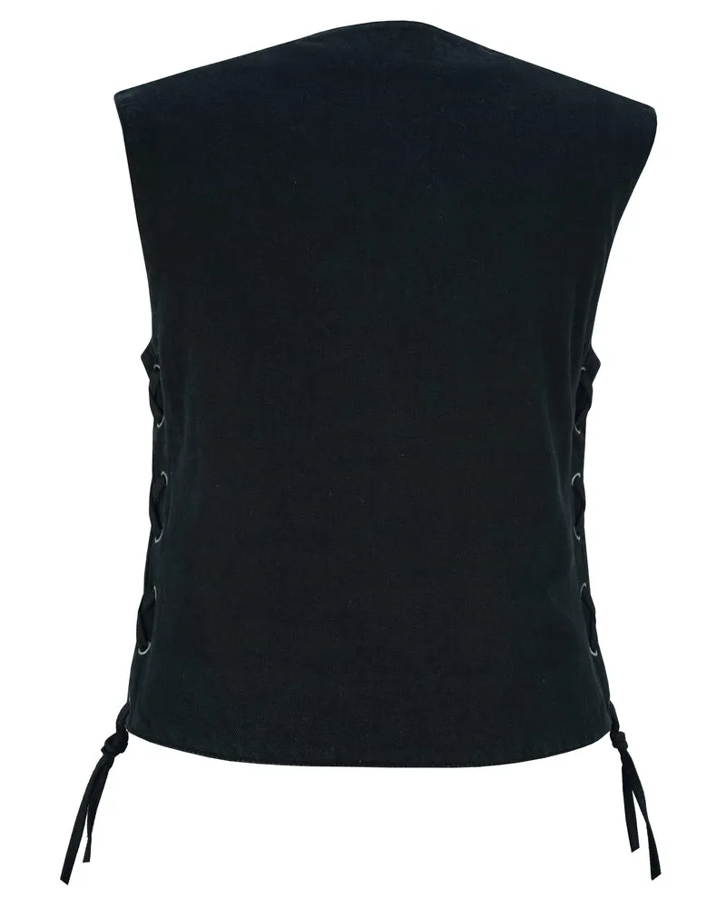 Women's 6 Pocket Black Denim Utility Vest