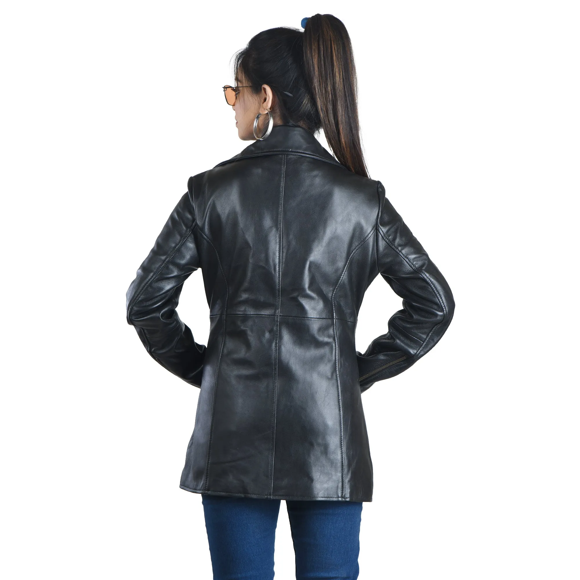 WOMENS LEATHER JACKET 41014 (BLACK)