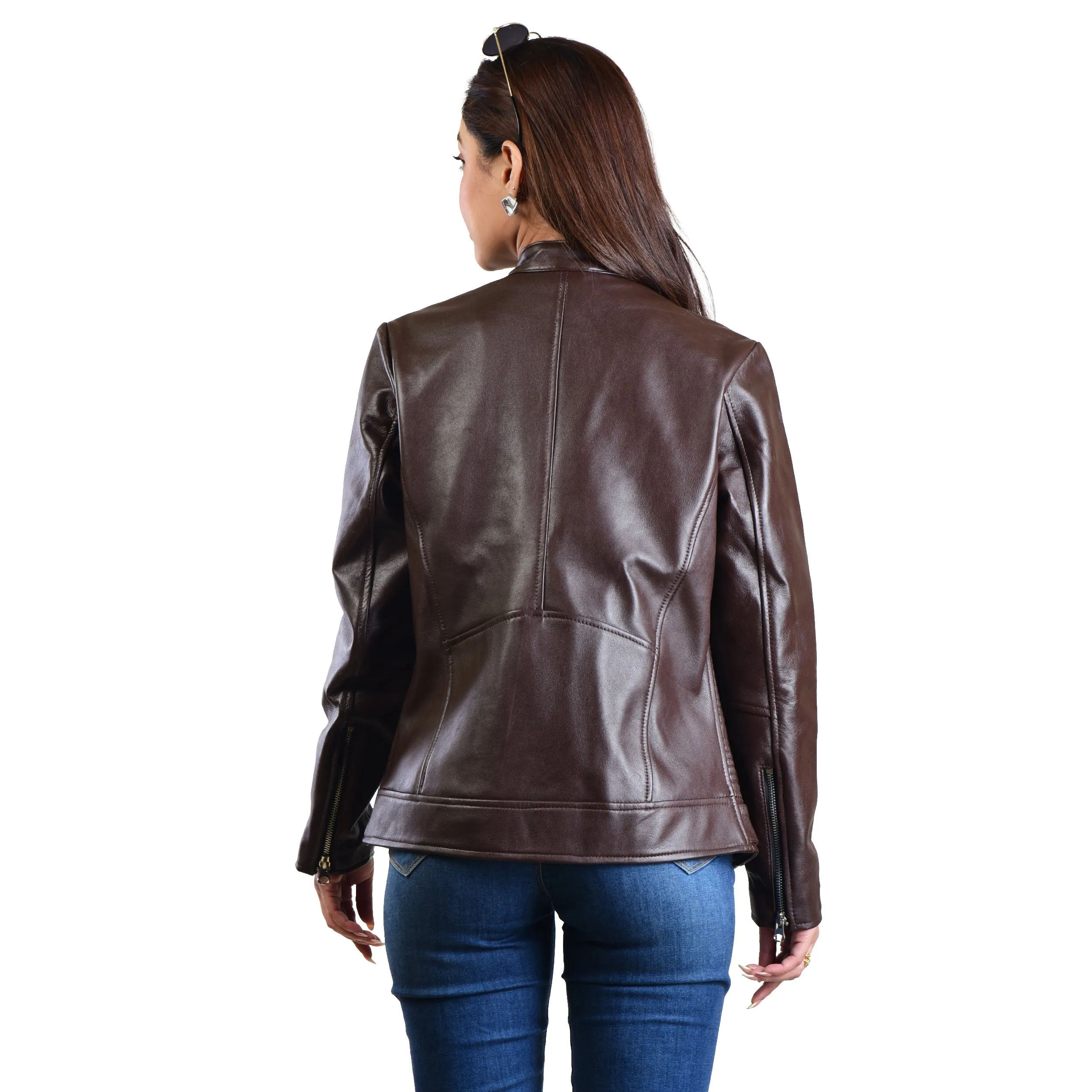 WOMENS LEATHER JACKET 410160 (BROWN)