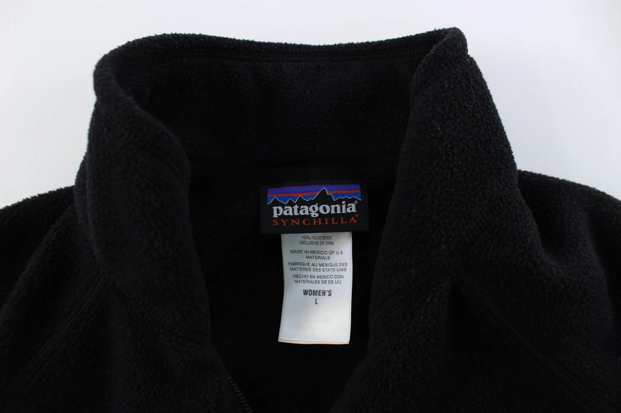 Women's Patagonia Synchilla Logo Patch Black Zip Up Vest