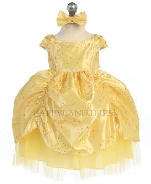 Yellow Embroidered Sequin Ruched Dress B485